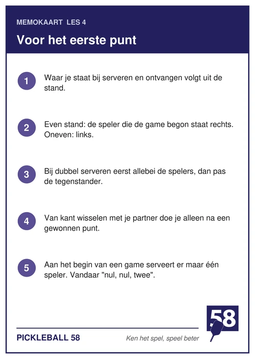 Memokaart van les 4