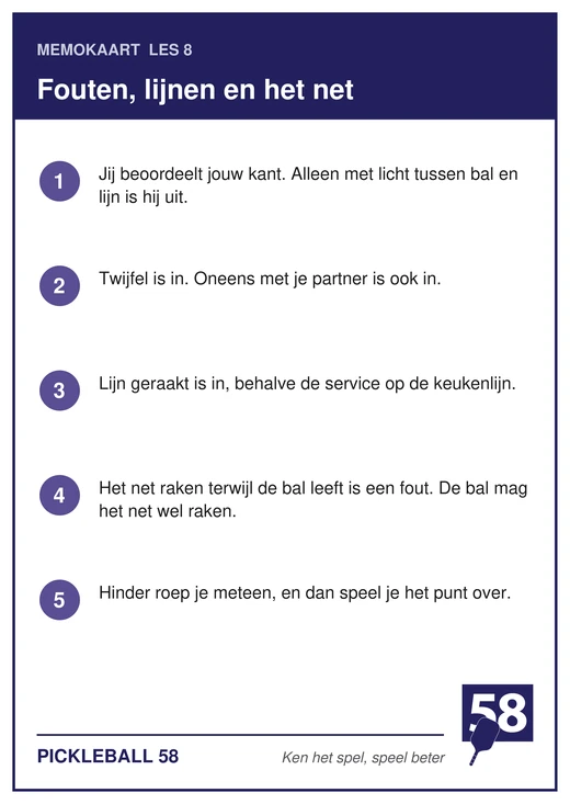 Memokaart van les 8