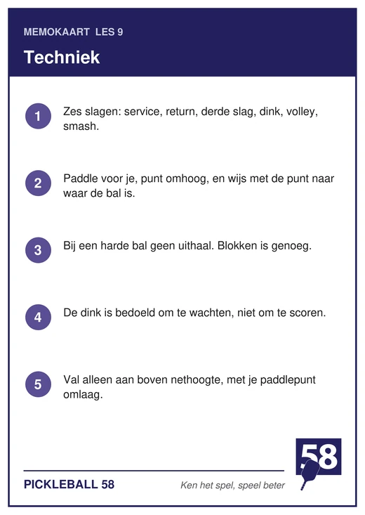 Memokaart van les 9